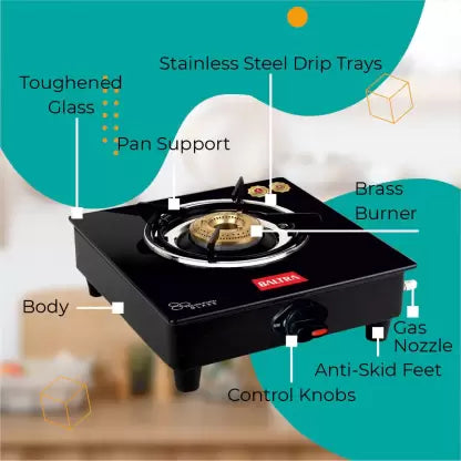 Baltra 1 Burner BGS-149 Glass Manual Gas Stove (1 Burners) Baltra 1 Burner BGS-149 Glass Manual Gas Stove (1 Burners)